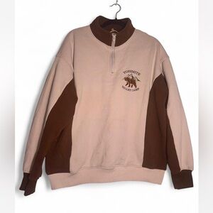 Yosemite Valley Camp Men's Tan and Brown Zip-Up Sweater